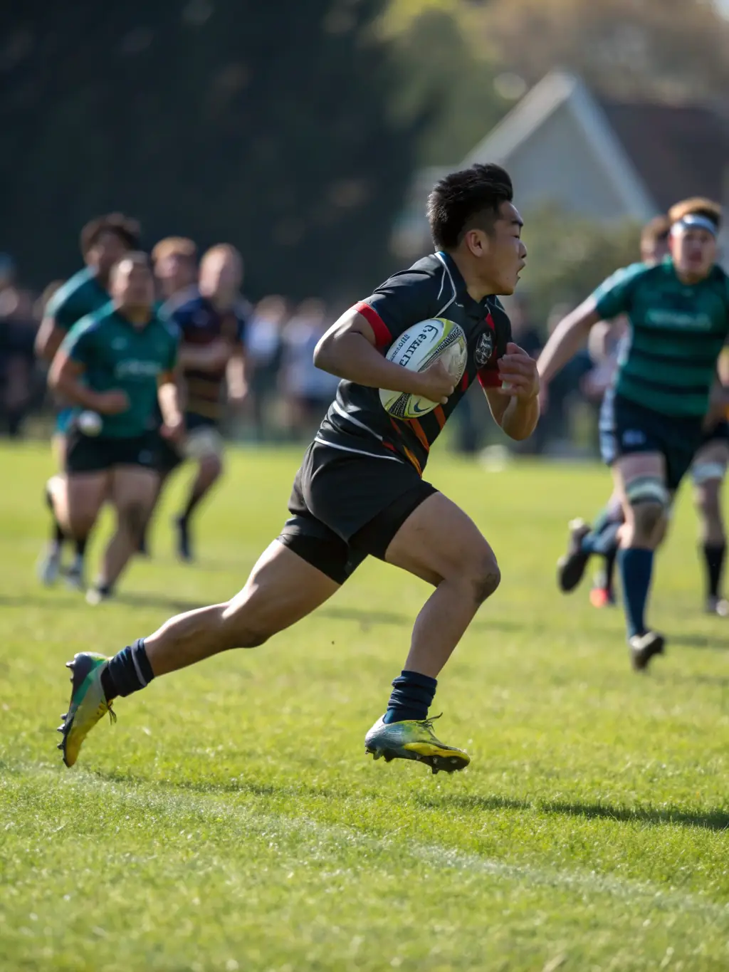 Dynamic image of rugby players in action during a LES GENETS UZERCHOIS rugby match, showcasing the intensity and camaraderie of the sport.