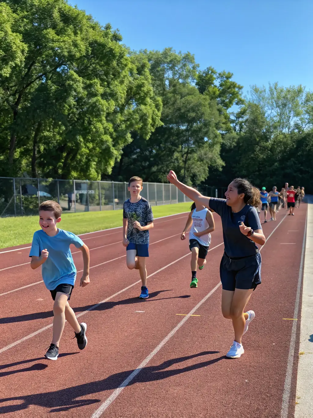 Image of athletes participating in a track and field event organized by LES GENETS UZERCHOIS, highlighting the speed and agility of the participants.